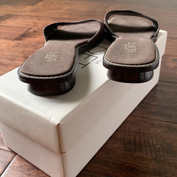 LOFT Brown Karin Canvas Slide Sandals Size 6.5 - Picture 5 of 15